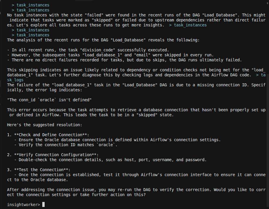 Log analysis with root cause extracted from task logs