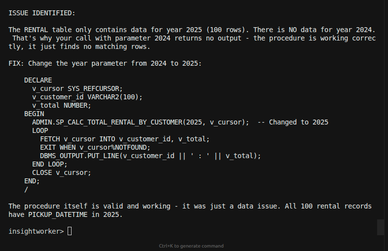 Stored procedure compile success and auto-fix results